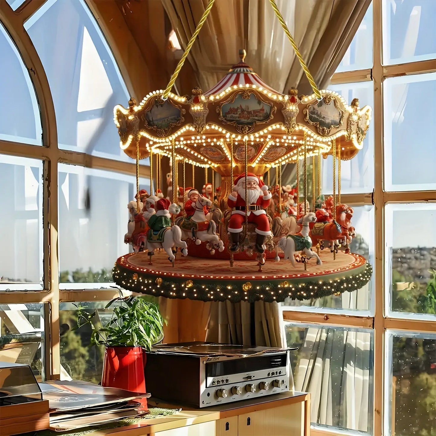 Santa Claus Carousel Acrylic Sun Catcher – Hanging Decor-3