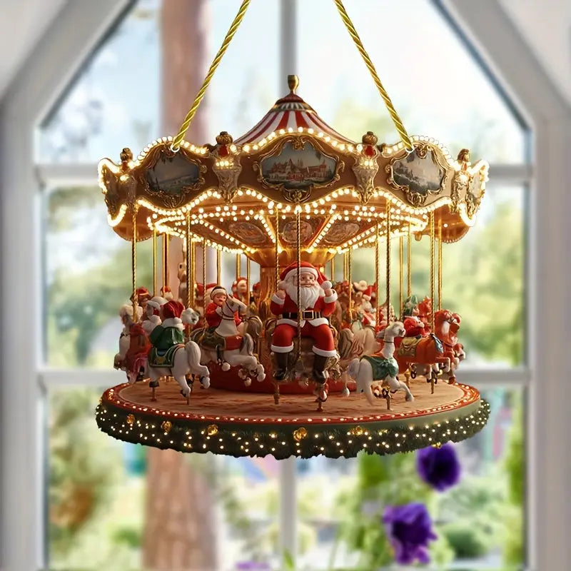 Santa Claus Carousel Acrylic Sun Catcher – Hanging Decor-4