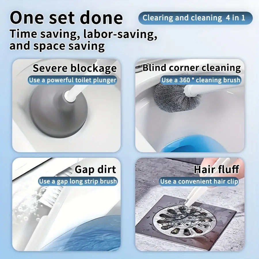 4-in-1 Wall-Mounted Toilet Brush Set-4