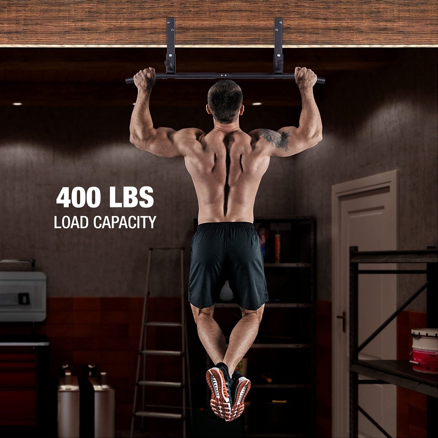 Wall-Mounted Stainless Steel Pull-Up Bar Black TM