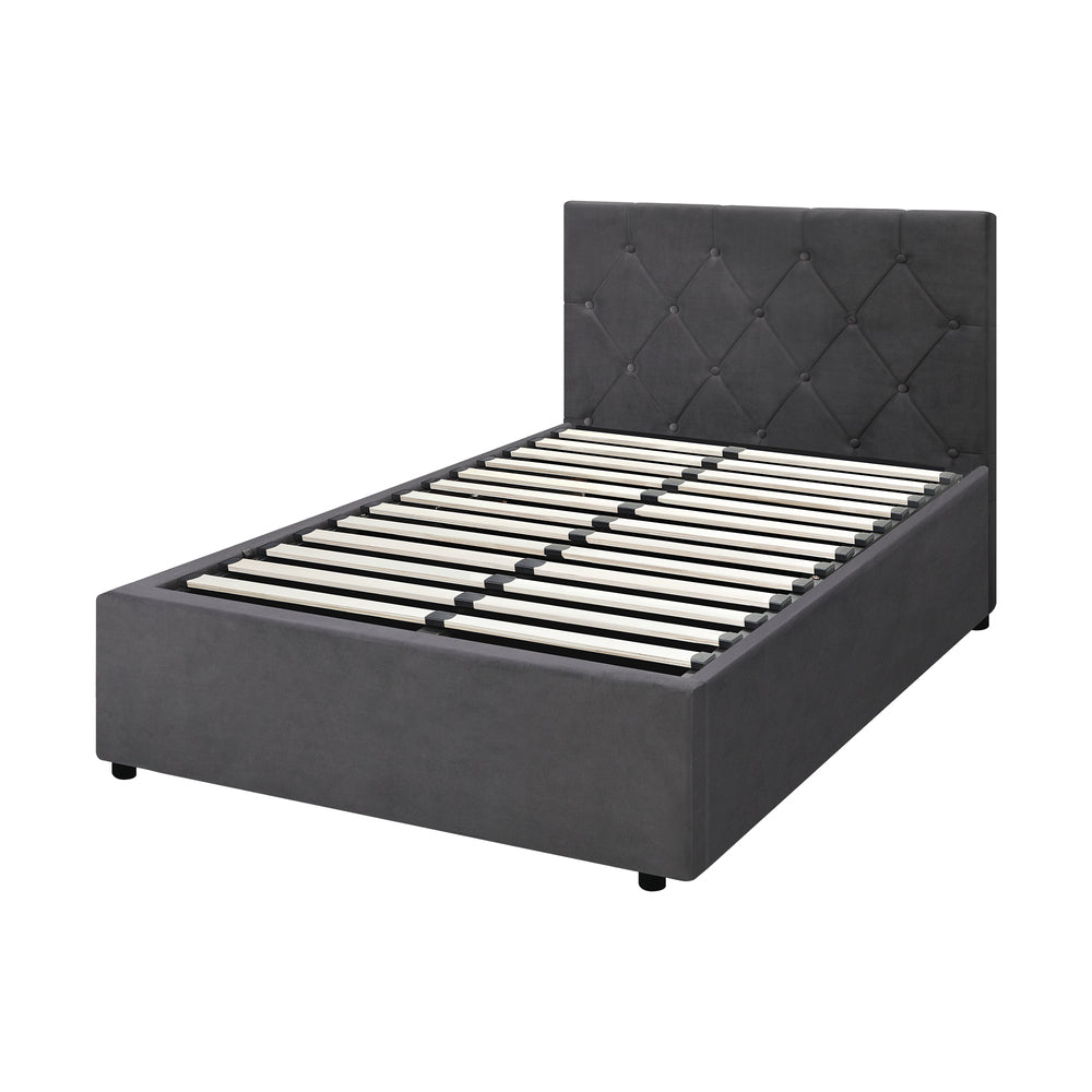 NNEED Bed Frame King Single Gas Lift Base Storage Fabric Grey NNEED