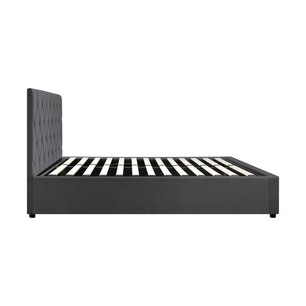 NNEED Bed Frame King Single Gas Lift Base Storage Fabric Grey NNEED