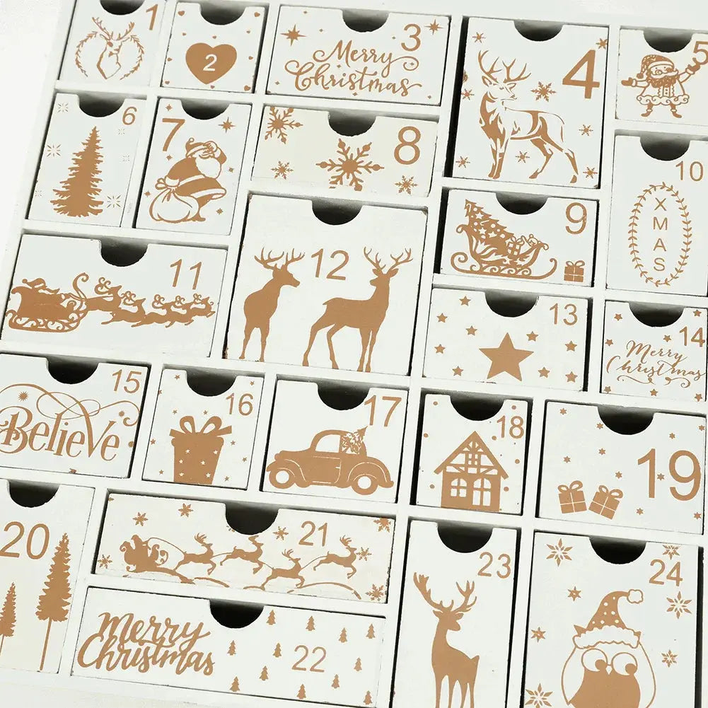 Christmas Wooden Advent Calendar with 24 Drawers-1