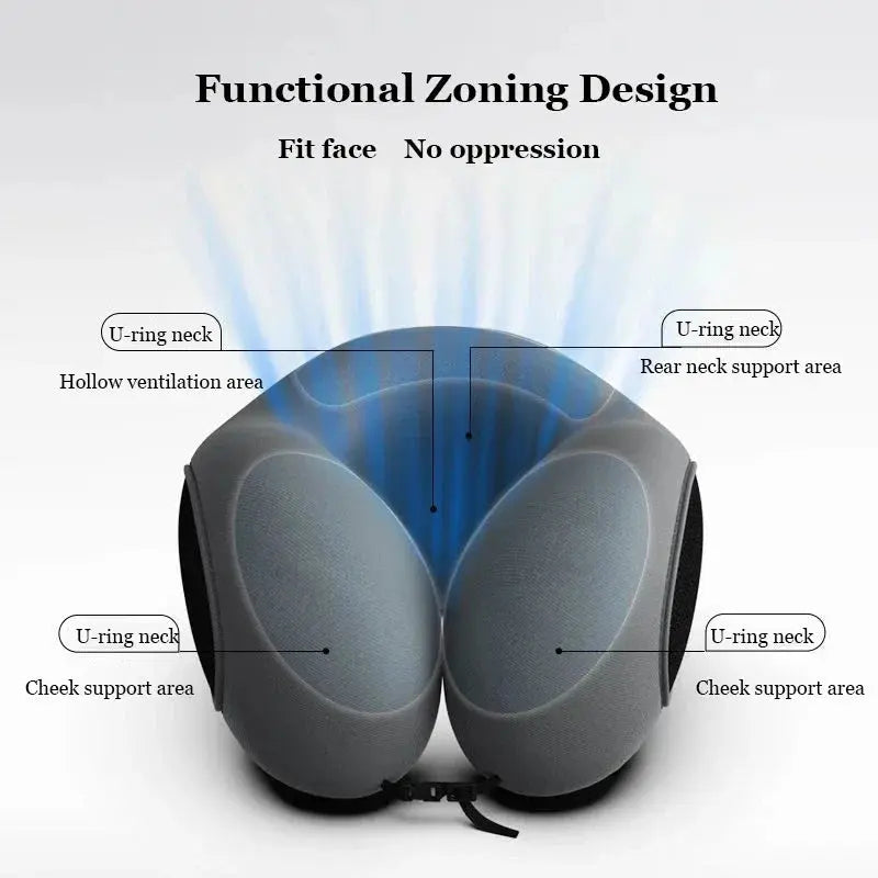 U-Shaped Memory Foam Neck Pillow Travel Support Dark Gray-3