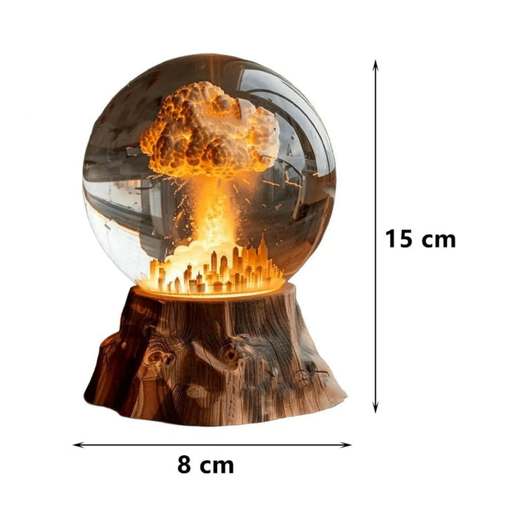 Dekorativ atombombs lampa med glaskula och träliknande bas i hemmet från Dropshipman