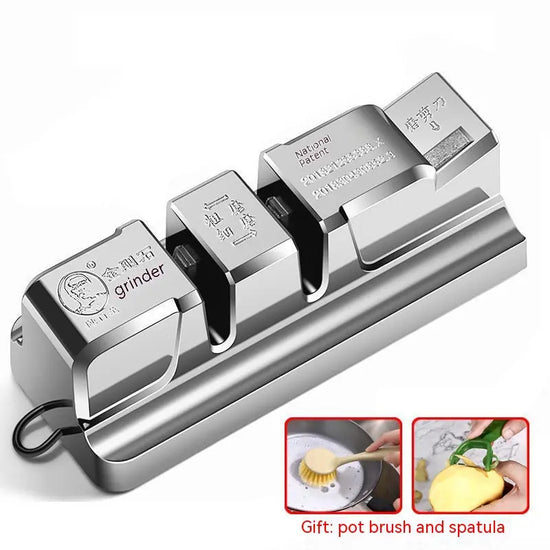 Knivslip för köket i rostfritt stål med tre slipsektioner för effektiv slipning