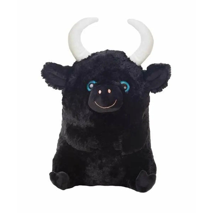 Svart mjukisdjur tjur 45 cm från BigBuy Kids med vita horn och blå ögon