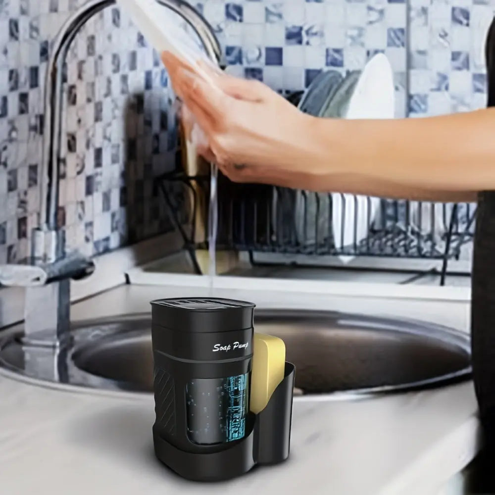 Oval Soap Dispenser with Sponge Holder-1