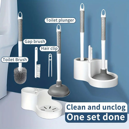 4-in-1 Wall-Mounted Toilet Brush Set-1