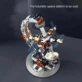 RBrickstem futuristic space station building toy model with solar panels and detailed design