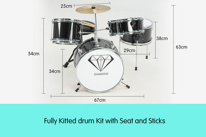 NNEDPE Children's 4pc Drum Kit - Black NNEDPE