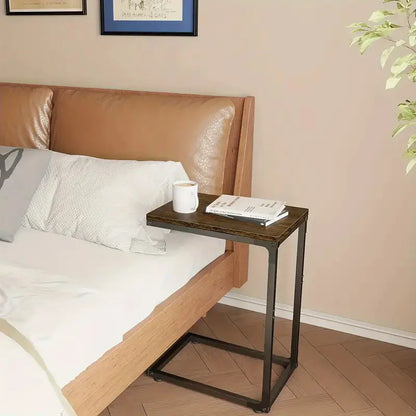 Contemporary C-Shaped Side Table in Rural Brown - Versatile and Stylish-1