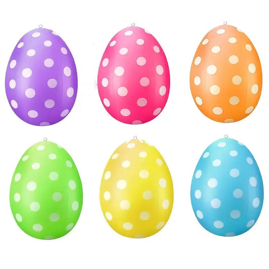 Set of 6 Multicolored Polka Dot Inflatable Easter Eggs-0