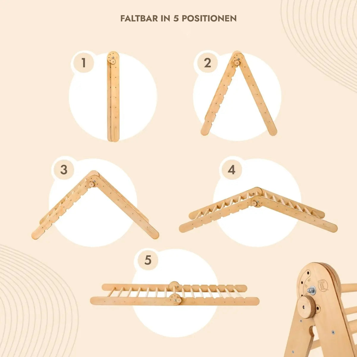7in1 Montessori Klettergerüst Set: Kletterdreieck, Kletterbogen mit Kissen, Rutsche, Kletternetz, Maltafel und Kinderstuhl, für Kinder 1-7 Jahre – Beige Treeberg GmbH