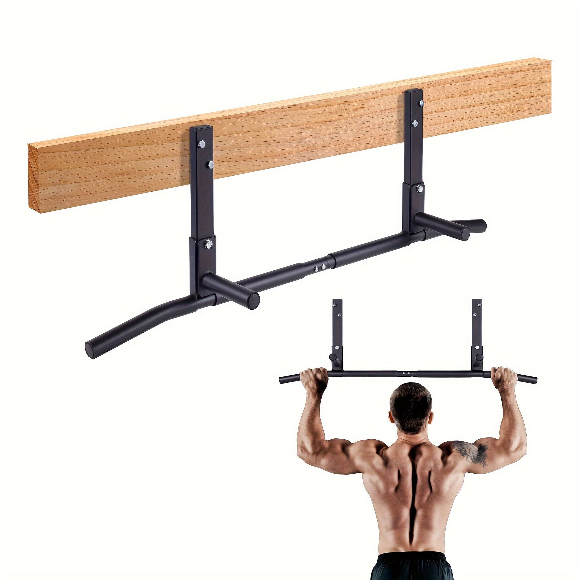 Wall-Mounted Stainless Steel Pull-Up Bar Black TM