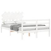 NNEVL Bed Frame with Headboard White 137x187 cm Double Solid Wood NNEVL