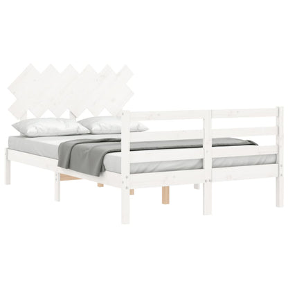 NNEVL Bed Frame with Headboard White 137x187 cm Double Solid Wood NNEVL