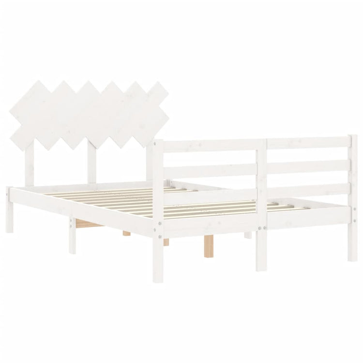 NNEVL Bed Frame with Headboard White 137x187 cm Double Solid Wood NNEVL