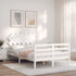 NNEVL Bed Frame with Headboard White 137x187 cm Double Solid Wood NNEVL