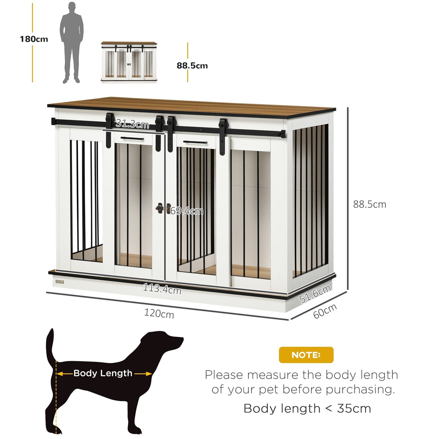 Dog Crate Furniture for Large Dogs, Double Dog Cage for Small Dogs AOSOM