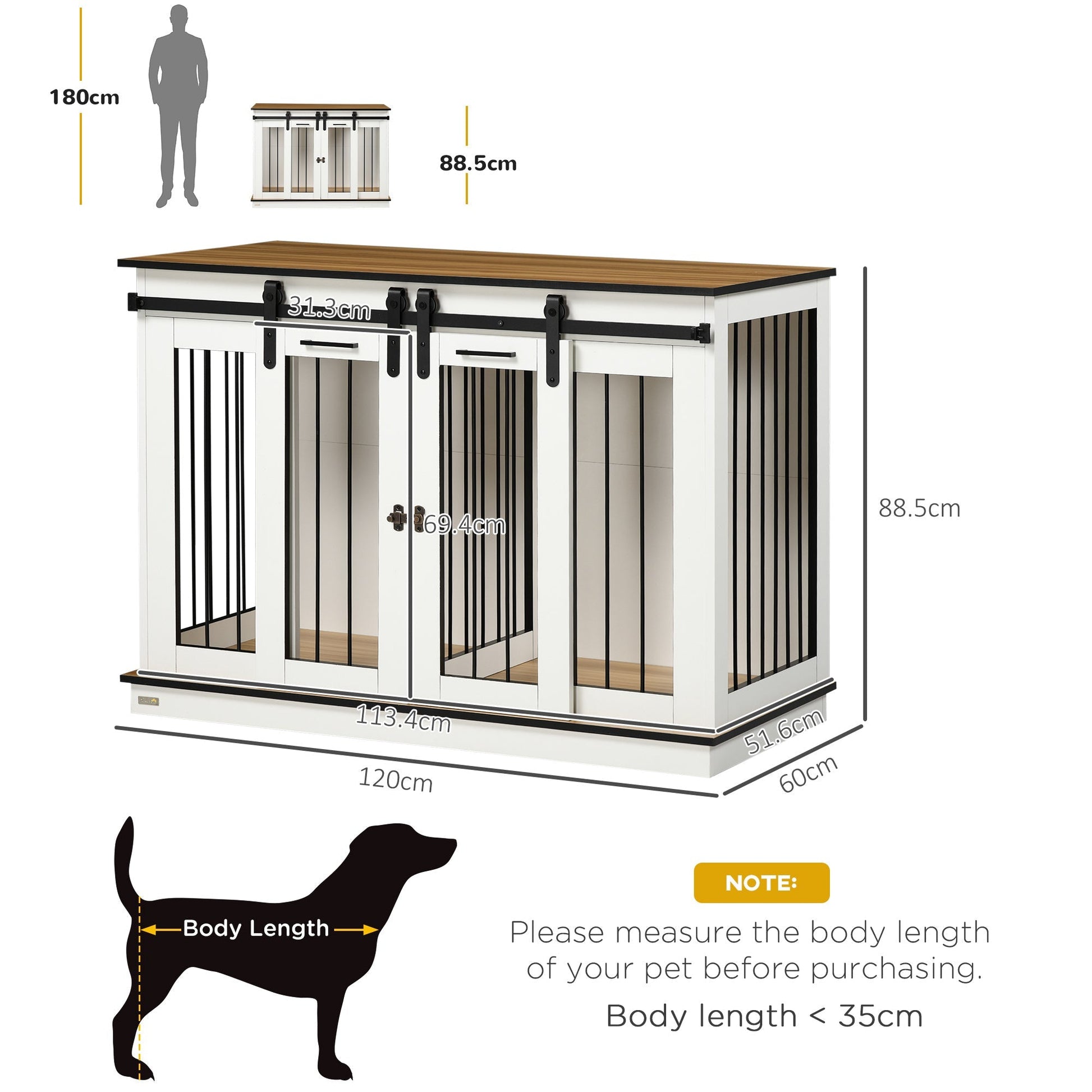 Dog Crate Furniture for Large Dogs, Double Dog Cage for Small Dogs AOSOM
