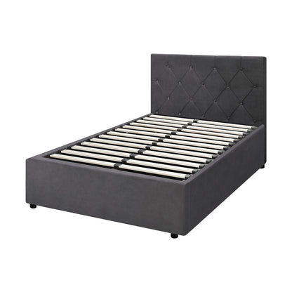 NNEED Bed Frame King Single Gas Lift Base Storage Fabric Grey NNEED