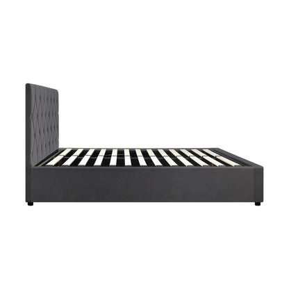 NNEED Bed Frame King Single Gas Lift Base Storage Fabric Grey NNEED