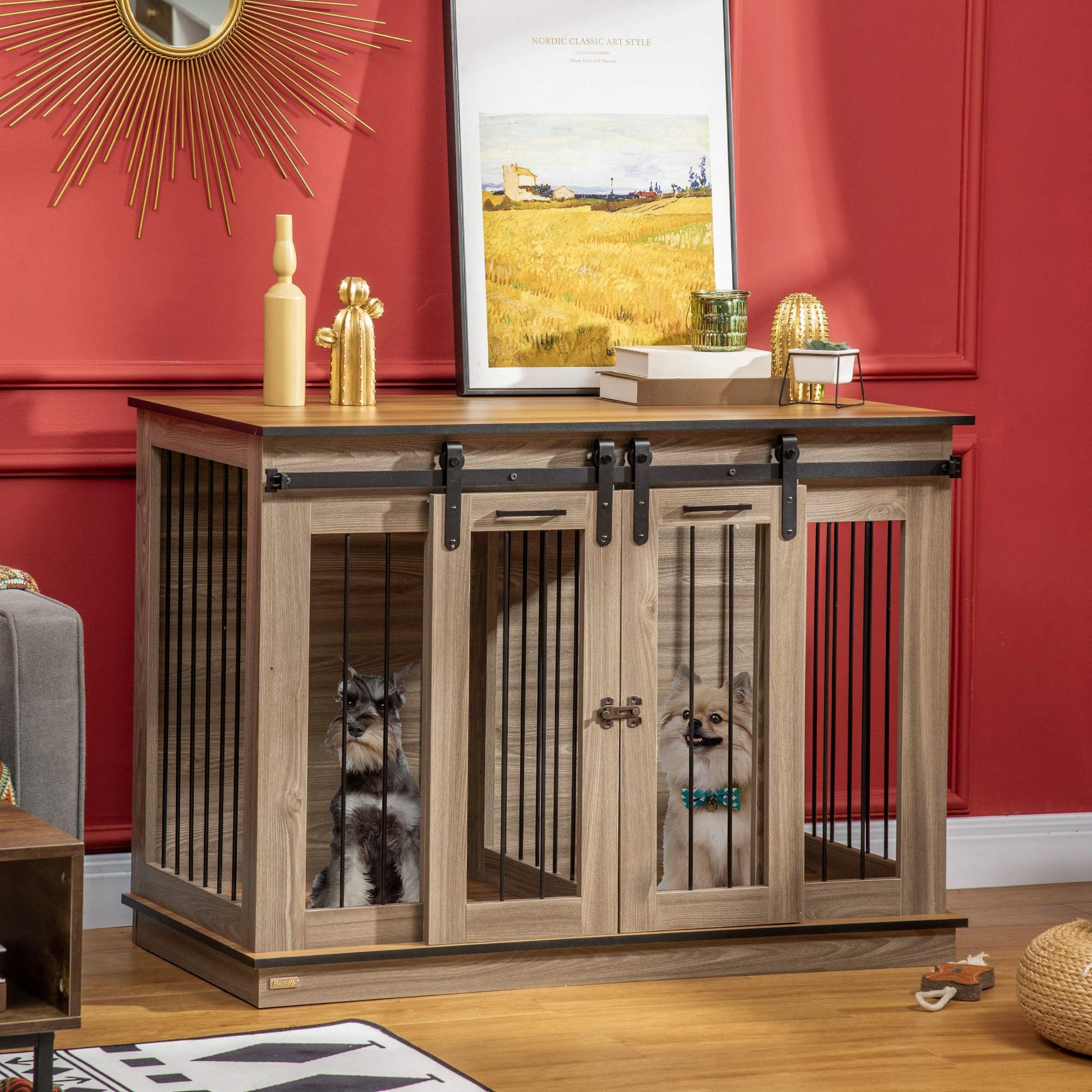 Dog Crate Furniture for Large Dogs, Double Dog Cage for Small Dogs AOSOM