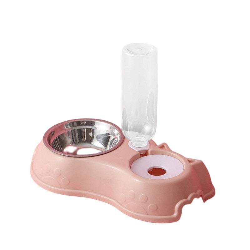 500ML Dog Bowl Cat Feeder Bowl With Dog Water Bottle Automatic Drinking Pet Bowl Cat Food Bowl Pet Stainless Steel Double 3 Bowl OBA