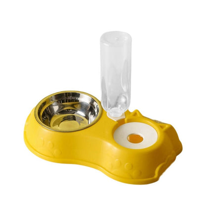 500ML Dog Bowl Cat Feeder Bowl With Dog Water Bottle Automatic Drinking Pet Bowl Cat Food Bowl Pet Stainless Steel Double 3 Bowl OBA