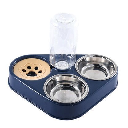 500ML Dog Bowl Cat Feeder Bowl With Dog Water Bottle Automatic Drinking Pet Bowl Cat Food Bowl Pet Stainless Steel Double 3 Bowl OBA