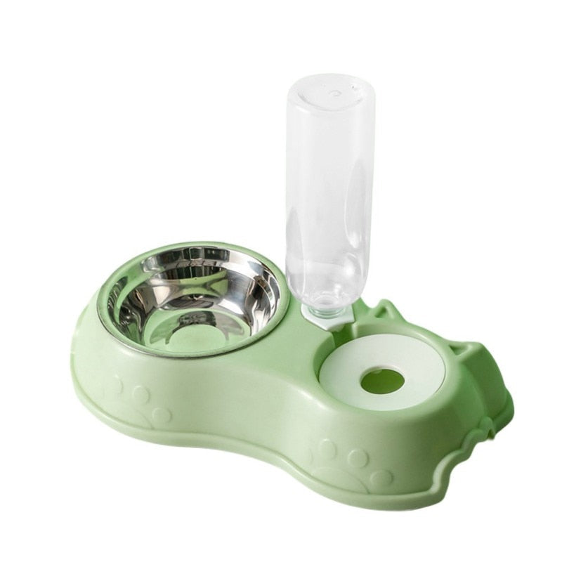 500ML Dog Bowl Cat Feeder Bowl With Dog Water Bottle Automatic Drinking Pet Bowl Cat Food Bowl Pet Stainless Steel Double 3 Bowl OBA