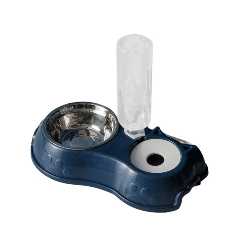 500ML Dog Bowl Cat Feeder Bowl With Dog Water Bottle Automatic Drinking Pet Bowl Cat Food Bowl Pet Stainless Steel Double 3 Bowl OBA