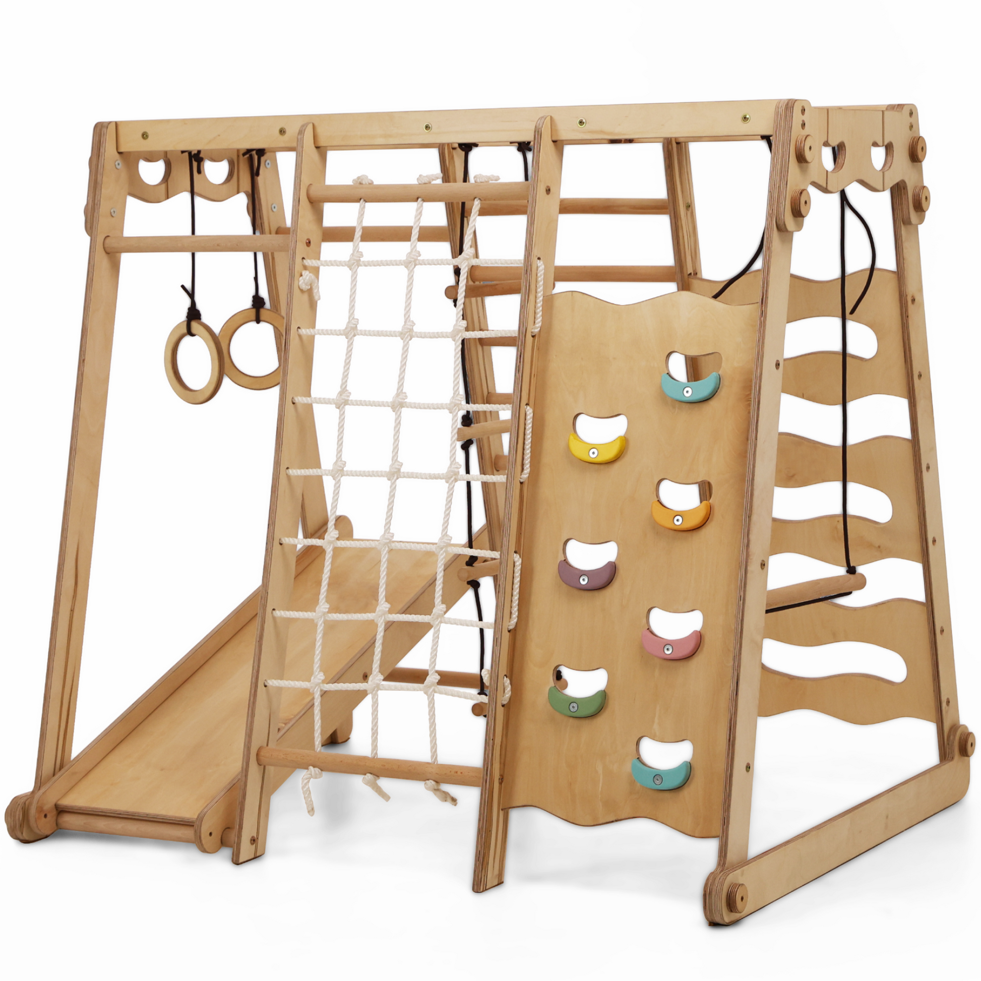 6in1 Indoor-Spielplatz aus Holz für Kinder –  Schaukel, Rutsche, Seil und Treppe Goodevas Deutschland