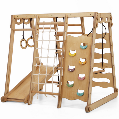 6in1 Indoor-Spielplatz aus Holz für Kinder –  Schaukel, Rutsche, Seil und Treppe Goodevas Deutschland