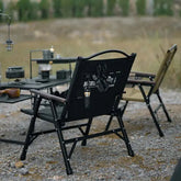 Outdoor Folding Chair Kermit-Style with Oak Armrests Black-3