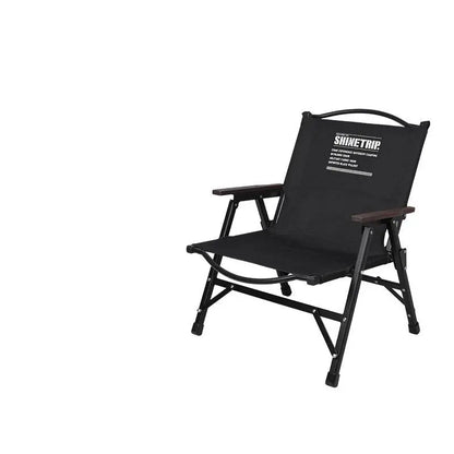 Outdoor Folding Chair Kermit-Style with Oak Armrests Black-0