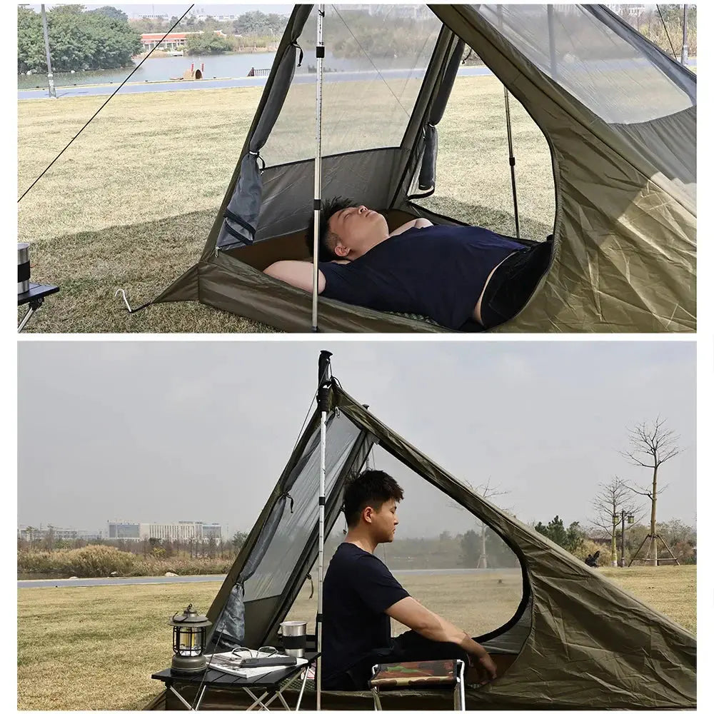 Airy 1 Mesh Tent Backpacking Shelter with Dual Doors Green-3