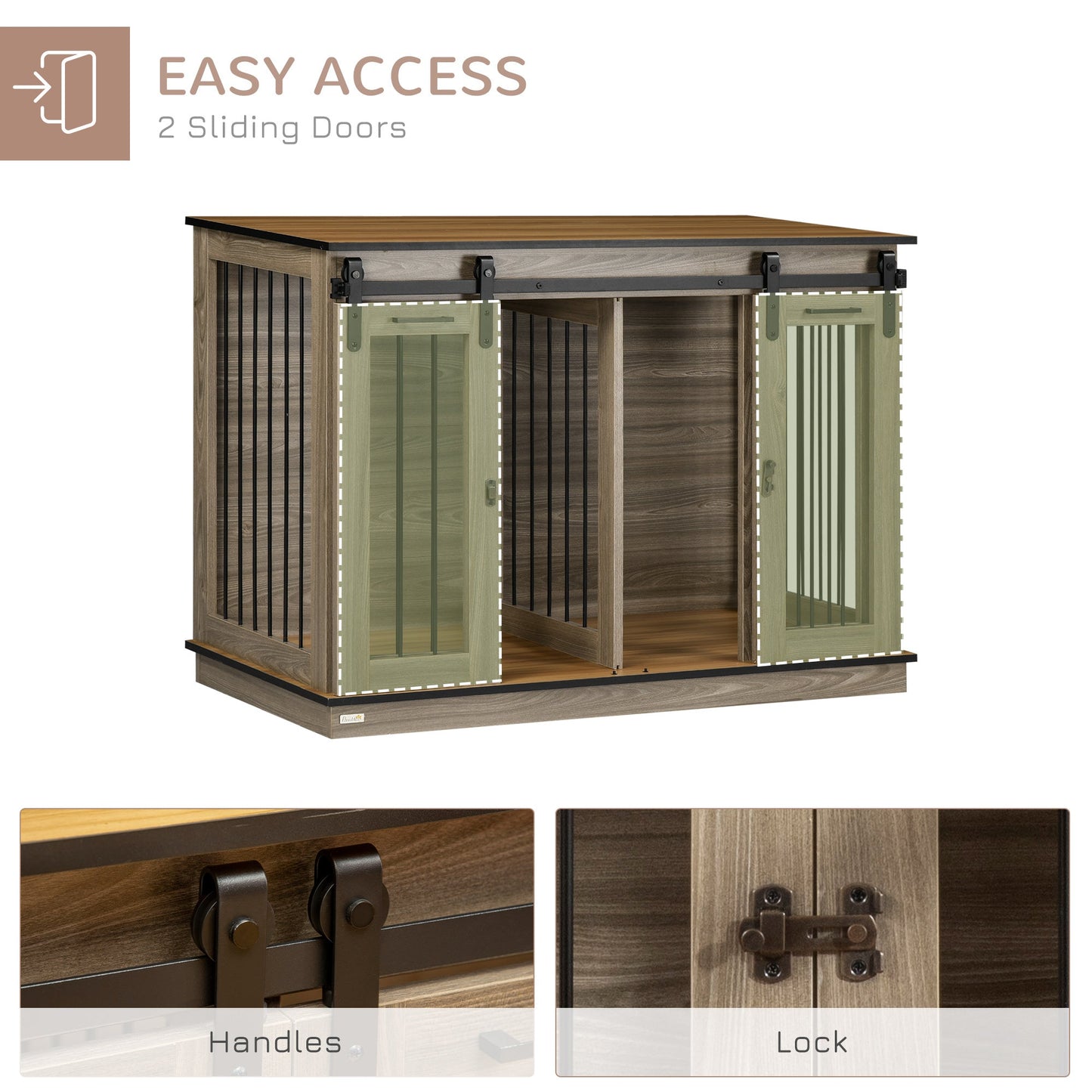 Dog Crate Furniture for Large Dogs, Double Dog Cage for Small Dogs AOSOM