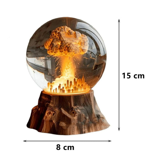 Dekorativ atombombs lampa med glaskula och träliknande bas i hemmet från Dropshipman