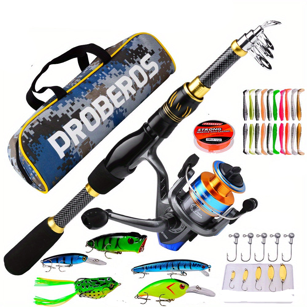 Fishing Rod Reel Combo Kit with Lures and Bag TM