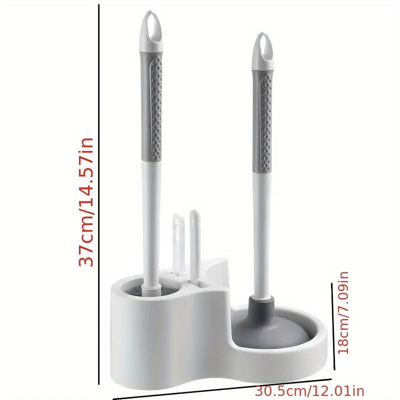 4-in-1 Wall-Mounted Toilet Brush Set-2