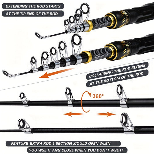 Fishing Rod Reel Combo Kit with Lures and Bag TM