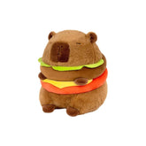 Söt animal plush for kids i form av en brun nalle med hamburgare runt kroppen från OBA