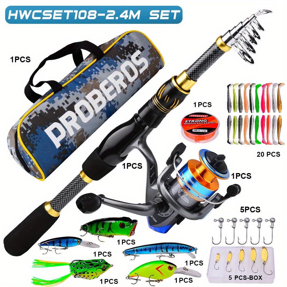 Fishing Rod Reel Combo Kit with Lures and Bag TM