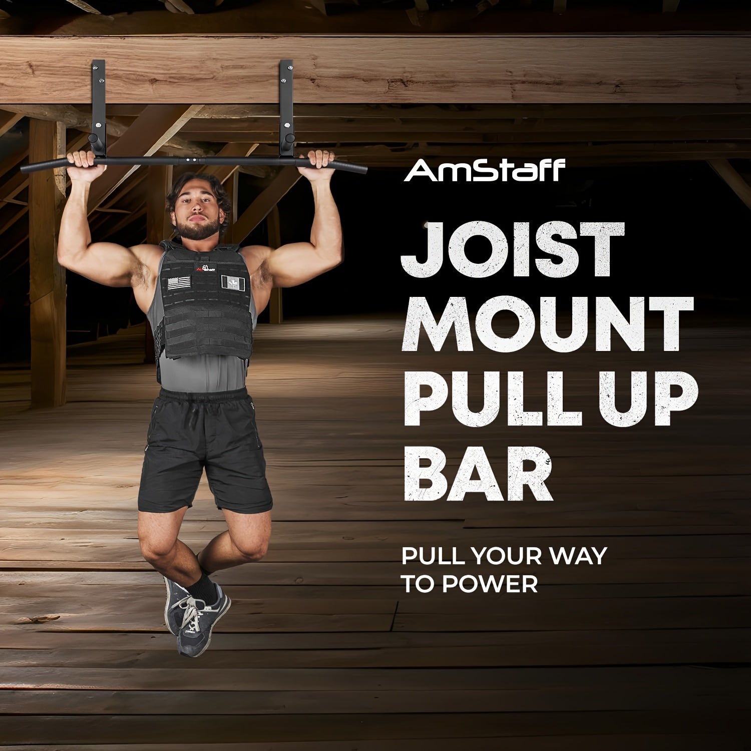 Wall-Mounted Stainless Steel Pull-Up Bar Black TM