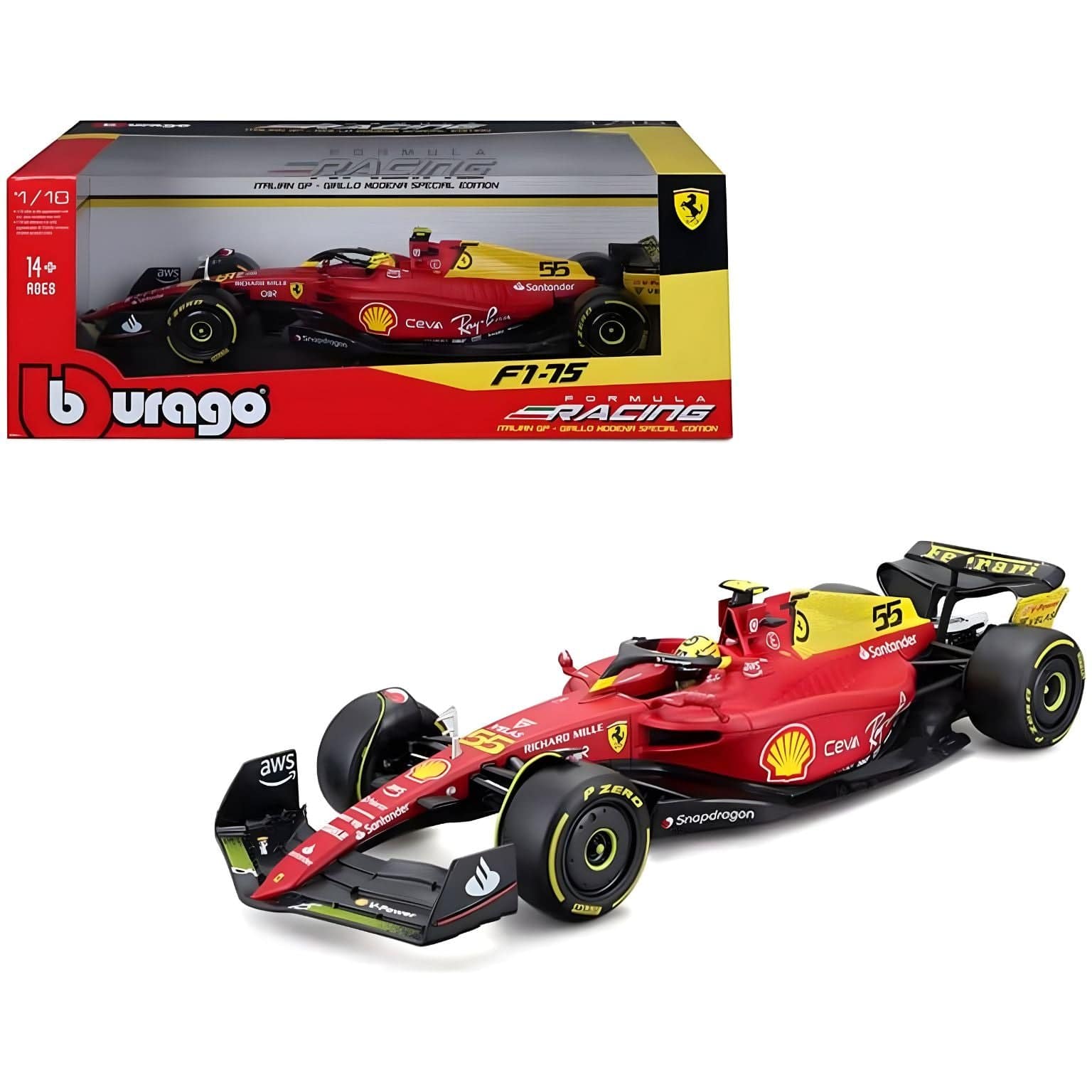 Ferrari F1-75 #55 Carlos Sainz "Giallo Modena" (2022) Bburago