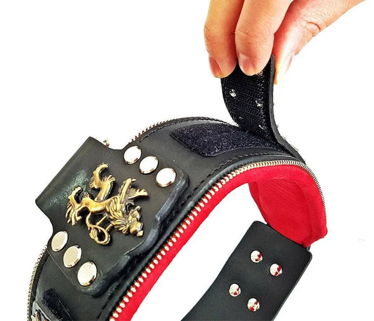 The unique "General" leather dog collar for big dogs BESTIA