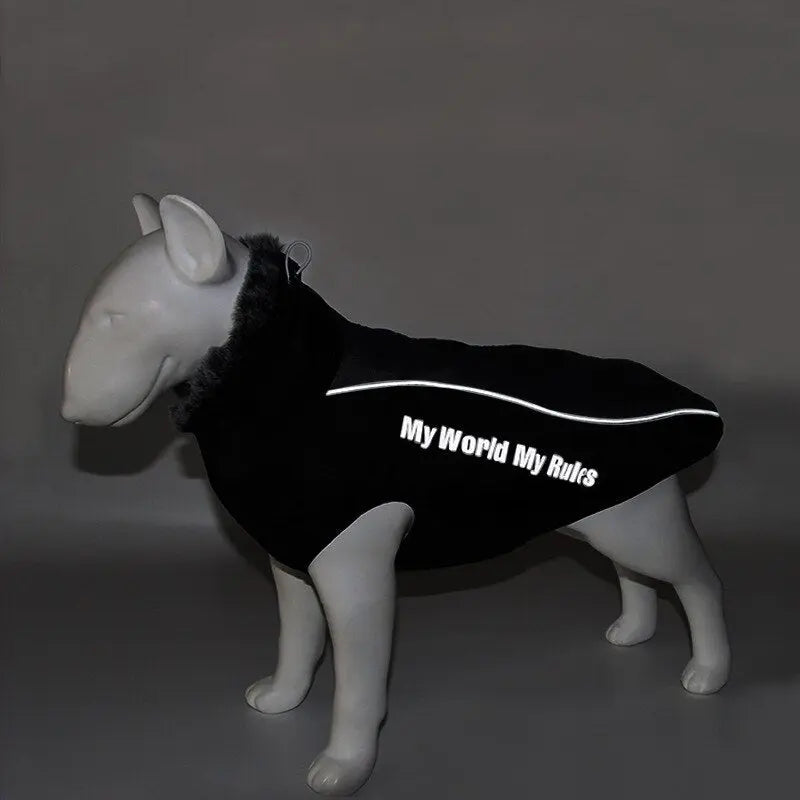 Thick Dog Coat Clothes Reflective Dogs Harness Clothes Vest Waterproof Pet Clothing With Fur Collar Large Dogs Jacket Outfit Vimost Shop