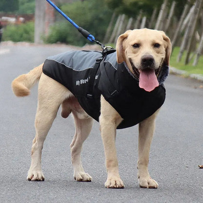Thick Dog Coat Clothes Reflective Dogs Harness Clothes Vest Waterproof Pet Clothing With Fur Collar Large Dogs Jacket Outfit Vimost Shop